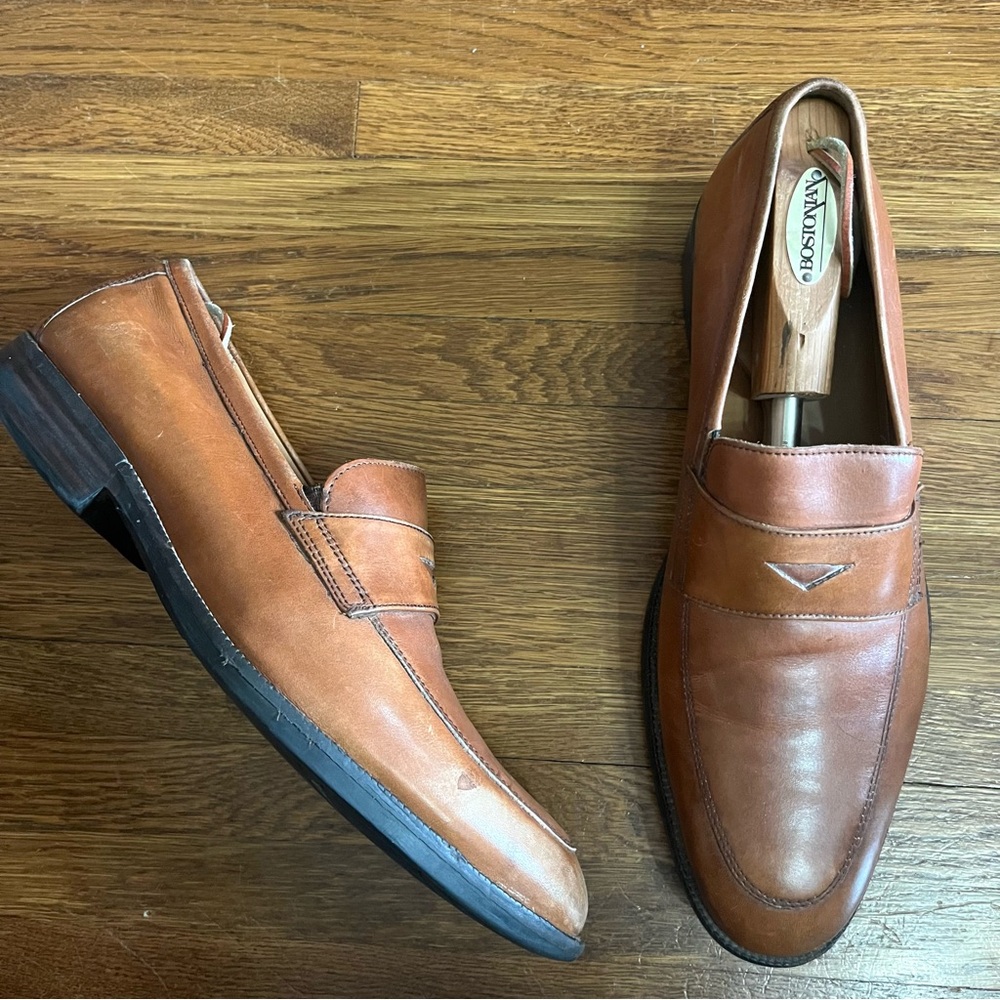 Johnston Murphy 12 Penny loafers men’s shoes slip on leather cognac 20-3356